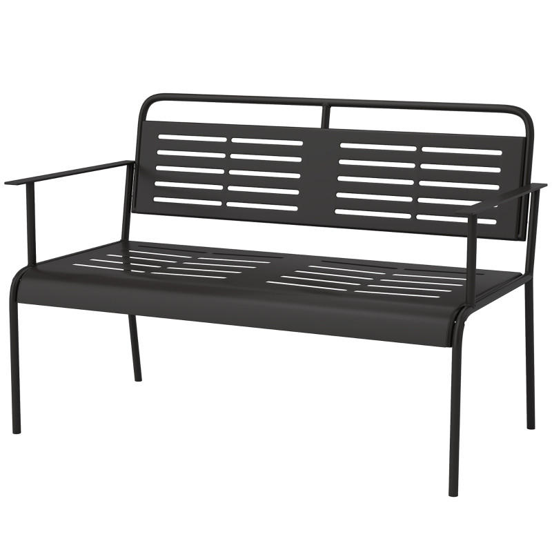 GARTENBANK 121x64x84 cm 2 Sitzer 240 kg schwarz - Schwarz, Metall (121/84/64cm) - LEBENLANG