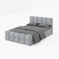 BOXBETT Vanessa 180/200 cm, in Hellgrau, Velours-Stoff, Bettkasten, Matratze, Topper - Hellgrau, Textil (180/200cm) - Barchello