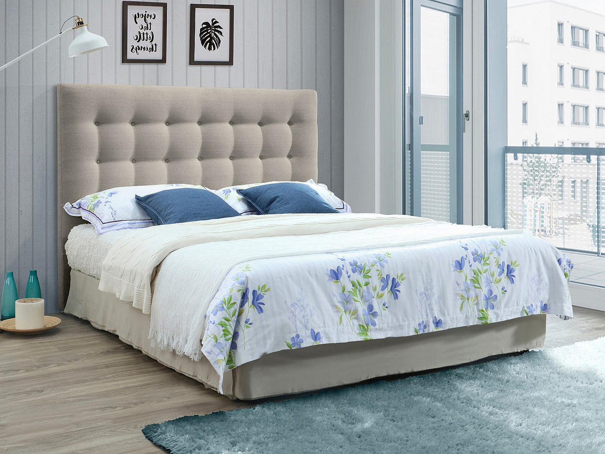 POLSTER-BETTKOPFTEIL - 160 cm - Stoff - Beige - FRANCESCO - Beige, Textil (164.5/125/9.5cm) - Vente-Unique