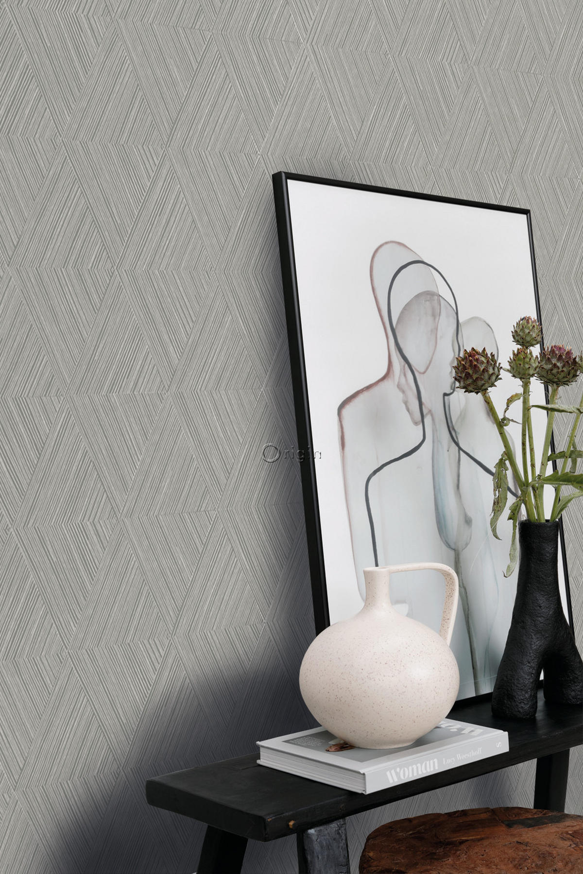 TAPETE 3D-Muster 50 x 900 cm - Grau, Papier (50/900cm) - Origin Wallcoverings