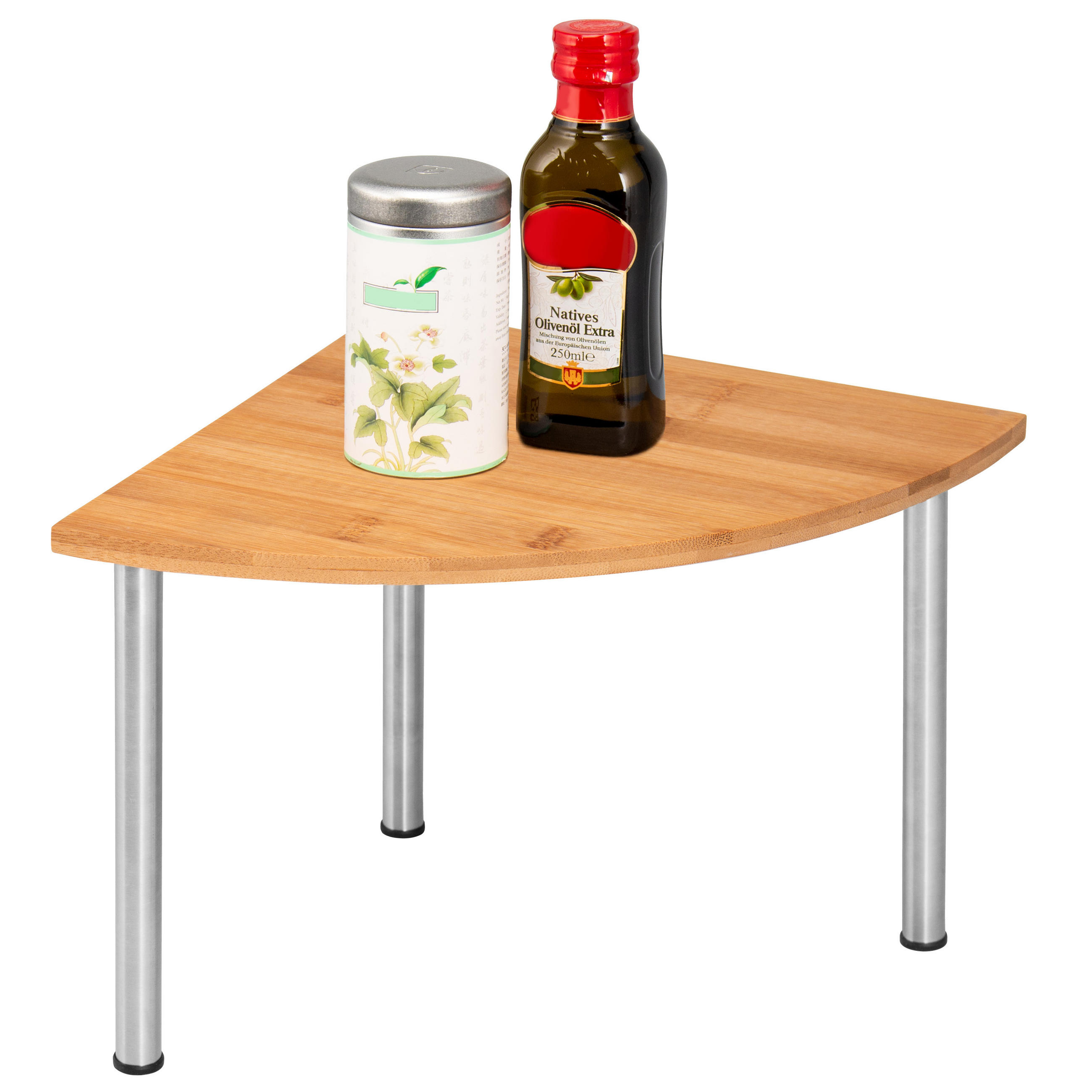 BAMBUS-ECKREGAL, Bambus mit Edelstahl - Braun, Holz (25/20/25cm) - bremermann