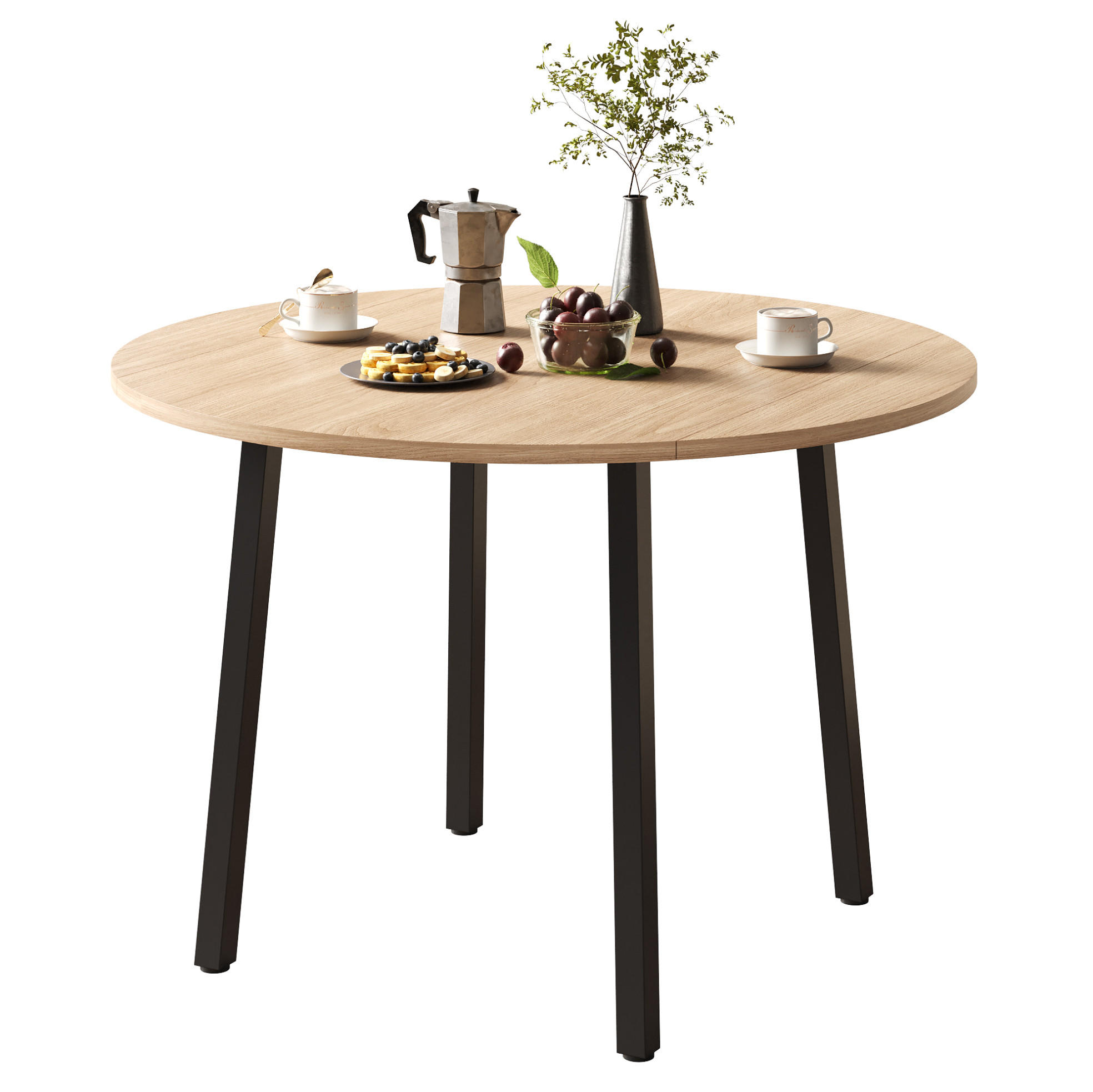 OKWISH JÍDELNÍ stůl 100/100 cm dubová barva z MDF se sklápěcí deskou
