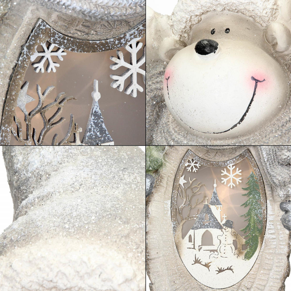 LED-RENTIER FIGUR Weiß 51 cm Batteriebetrieben Warmweiß für Innen - Grau, Kunststoff (14/51/28cm) - ECD-Germany