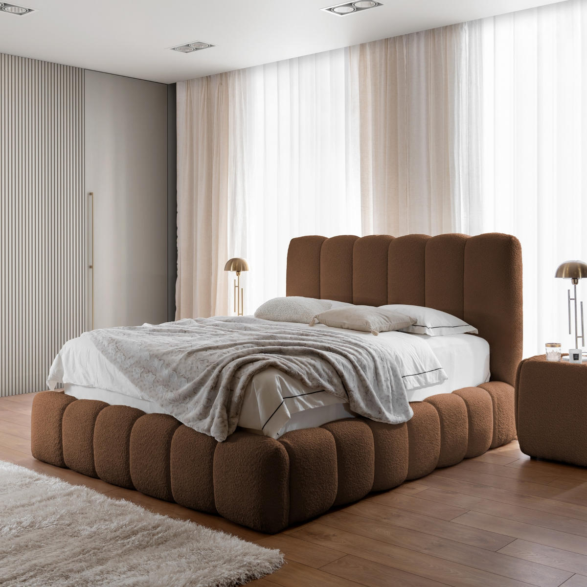 POLSTERBETT mit Stauraum 200x200 cm in Braun - Braun, Textil (200/200cm) - Home Collective