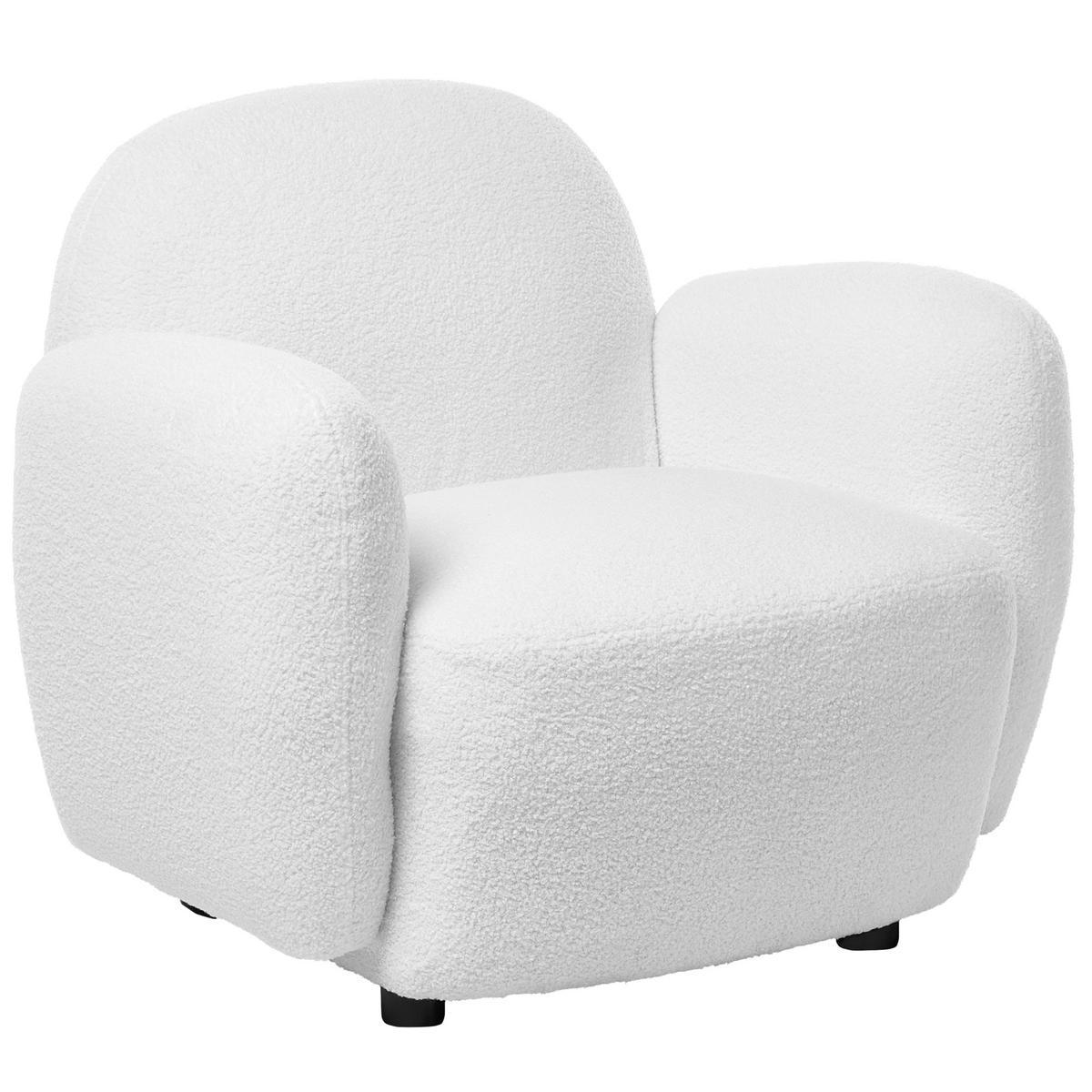 SESSEL Bouclé Weiß Jule - Schwarz/Weiß, Kunststoff/Textil (89/77/82cm) - Beliani
