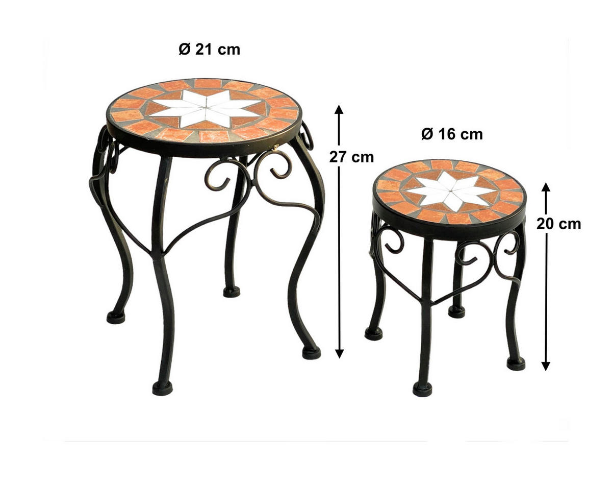 BLUMENHOCKER 2er Set 20 und 27 cm Rund 12014 - Schwarz, Metall (16/20/16cm) - DanDiBo