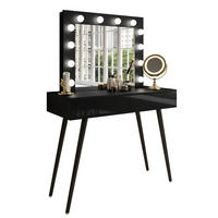 Schminktisch SIENNA LOFT mit Schubladen PUSH OPEN - Schwarz Hochglanz/Schwarz, Holzwerkstoff (100/81/42cm)