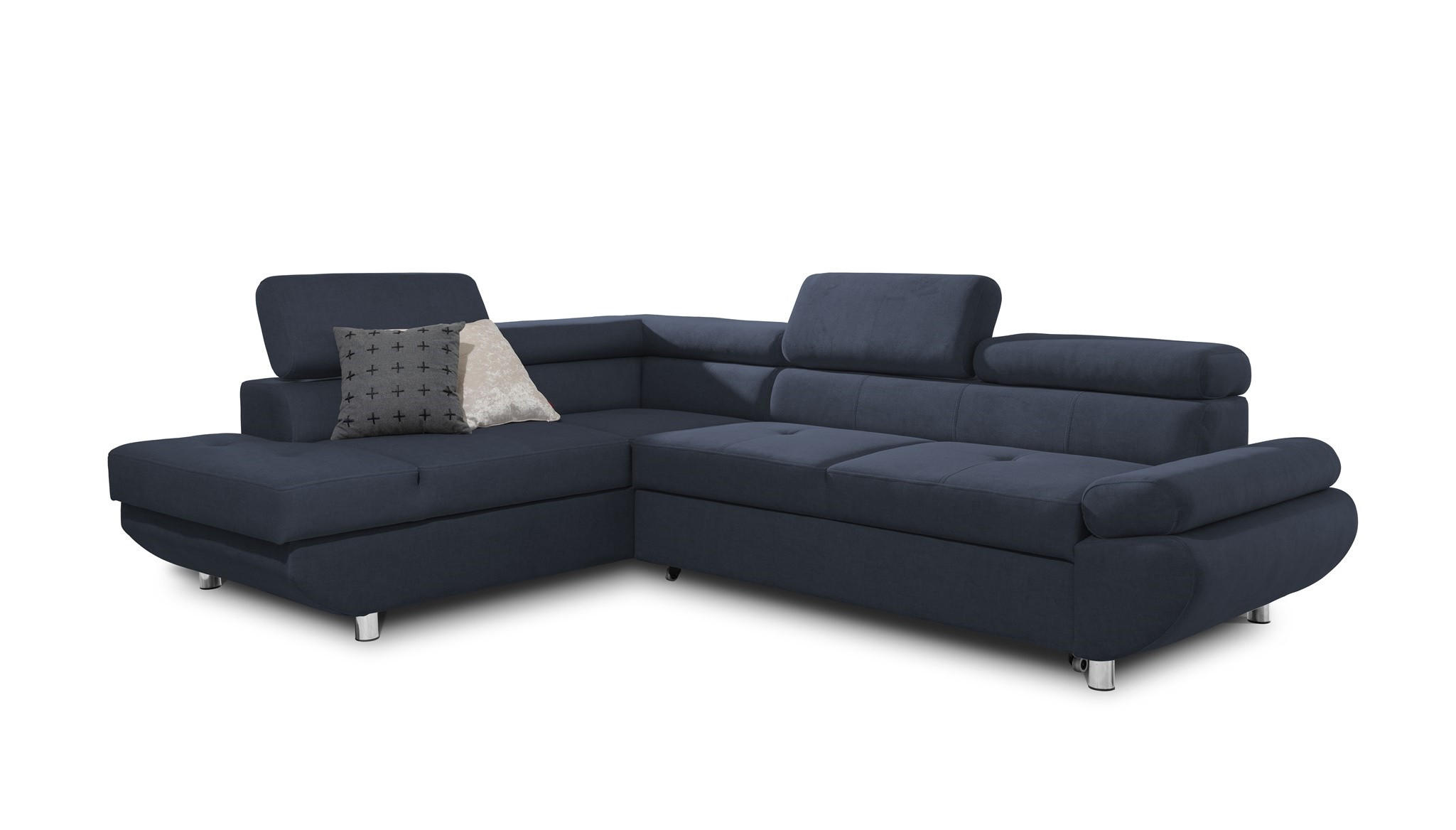 ECKSOFA Schlafsofa Panos In Esito - Dunkelblau, Holzwerkstoff/Textil (275/210cm) - Fun Möbel