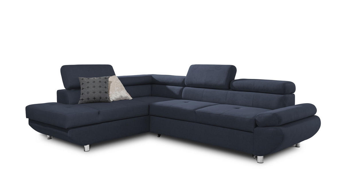 ECKSOFA Schlafsofa Panos In Esito - Dunkelblau, Holzwerkstoff/Textil (275/210cm) - Fun Möbel