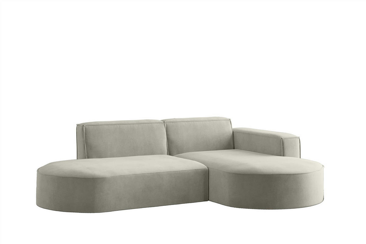 ECKSOFA Palma Xs In Noel - Hellgrau, Holzwerkstoff/Textil (236/165cm) - Fun Möbel