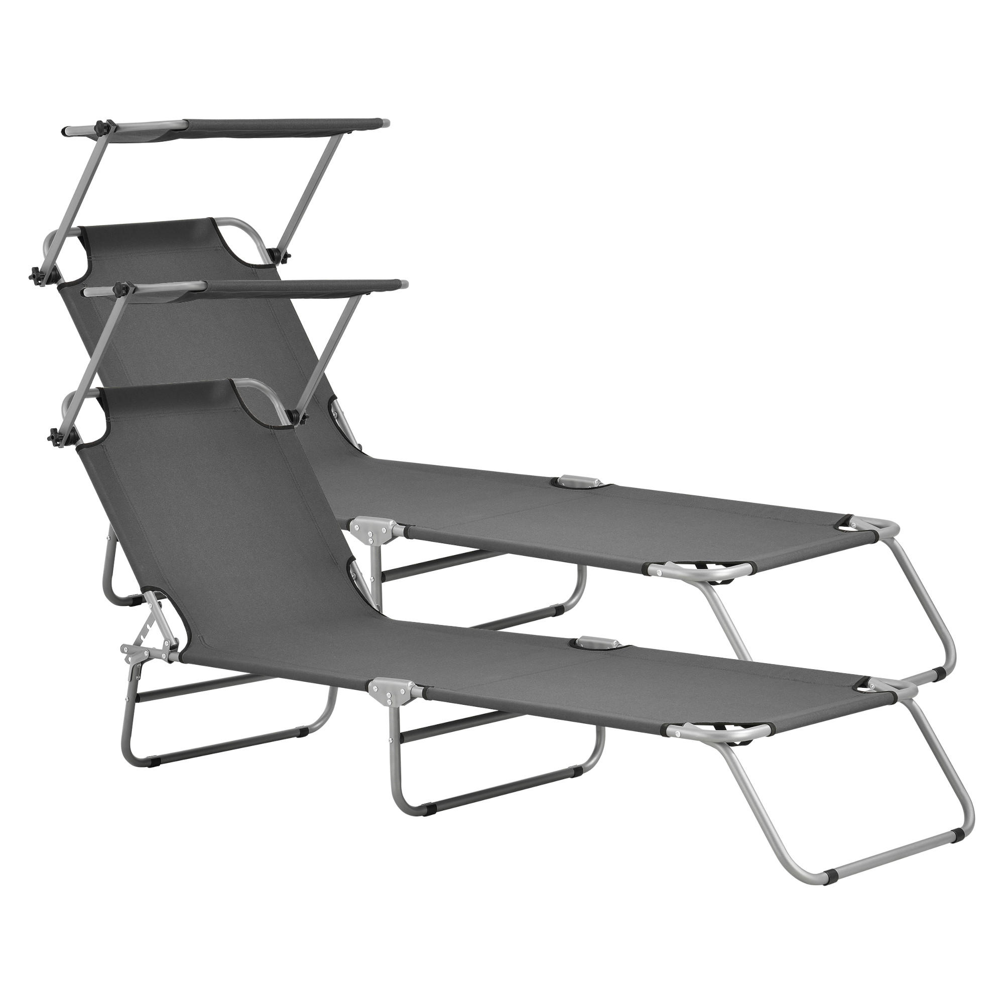 SONNENLIEGE-SET 2 TLG. Argozelo - Dunkelgrau, Metall (186/24/55cm) - casa.pro