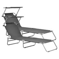 SONNENLIEGE-SET 2 TLG. Argozelo - Dunkelgrau, Metall (186/24/55cm) - casa.pro