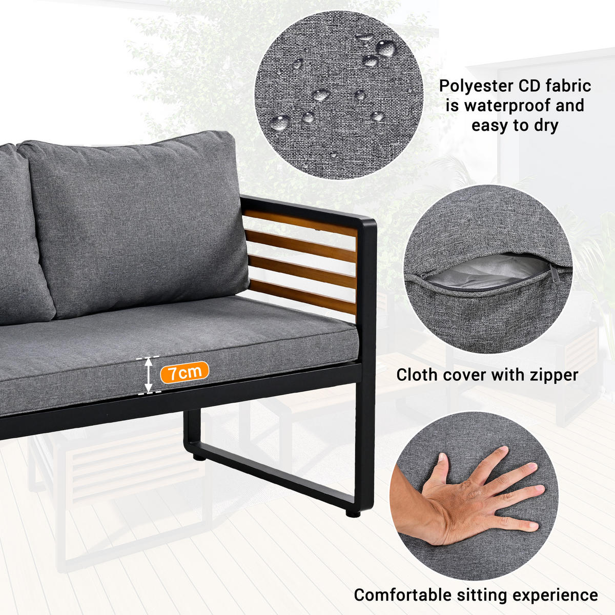 LOUNGEGARNITUR 4-tlg. Grau - Grau, Metall - ComfortXL