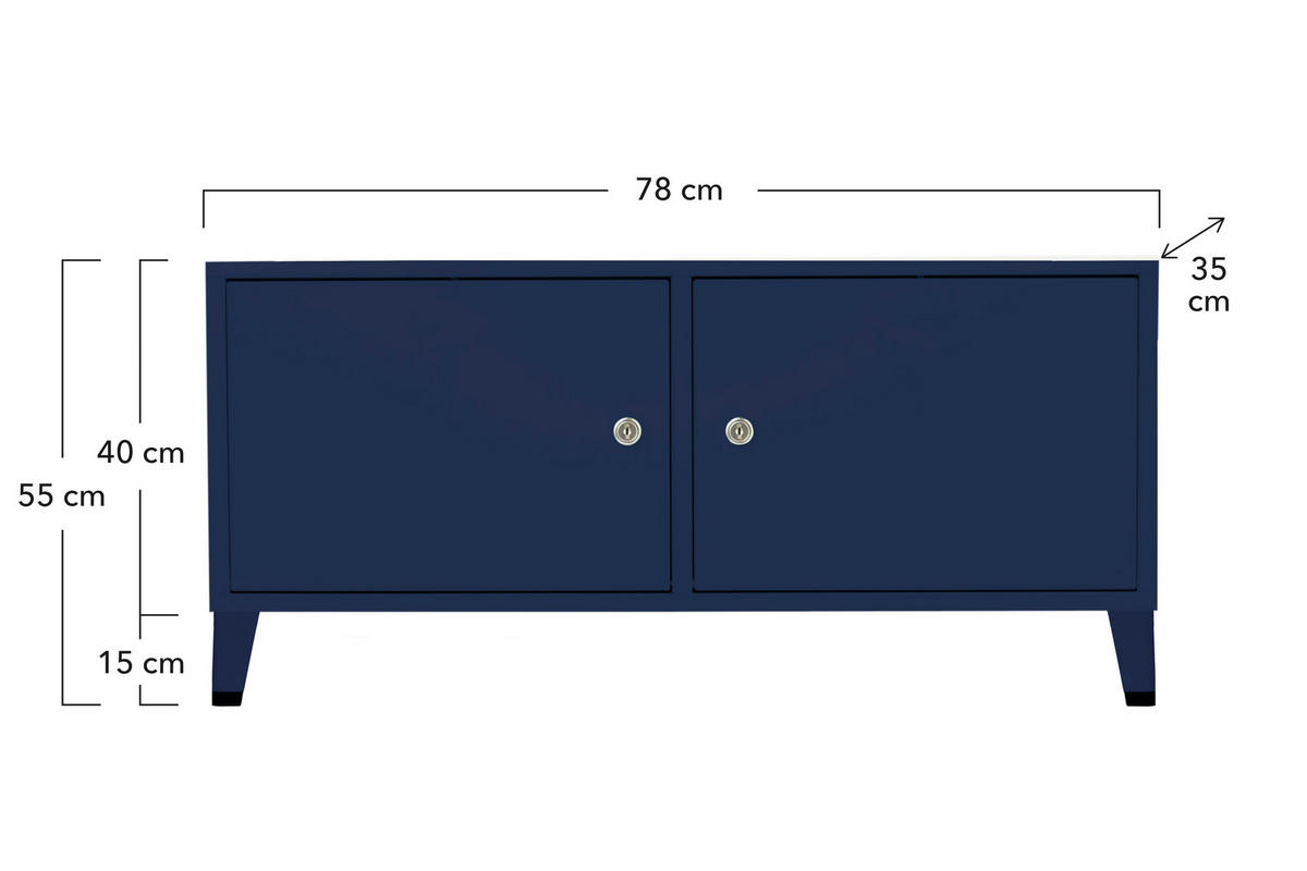 STAHLSCHRANK Blau TAQUILLA - Blau, Metall (78/55/35cm) - RNT By Really Nice Things