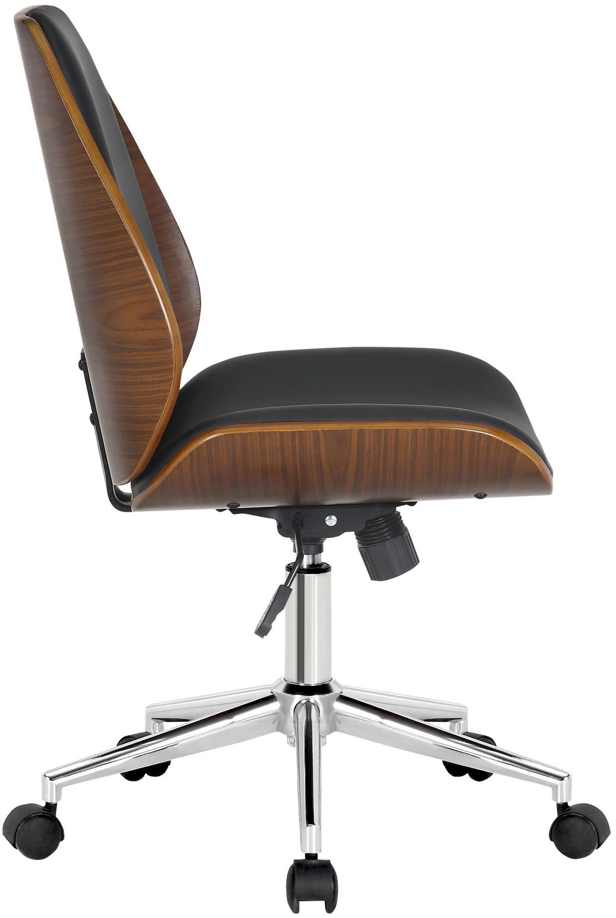 DREHSTUHL Lederlook Walnuss/Schwarz - Chromfarben/Walnussfarben, Textil/Metall (49.5/90/57cm) - CLP