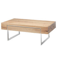 COUCHTISCH - Eiche Dekor / Silber - Braun, Holzwerkstoff/Metall (60/110/40cm) - home24