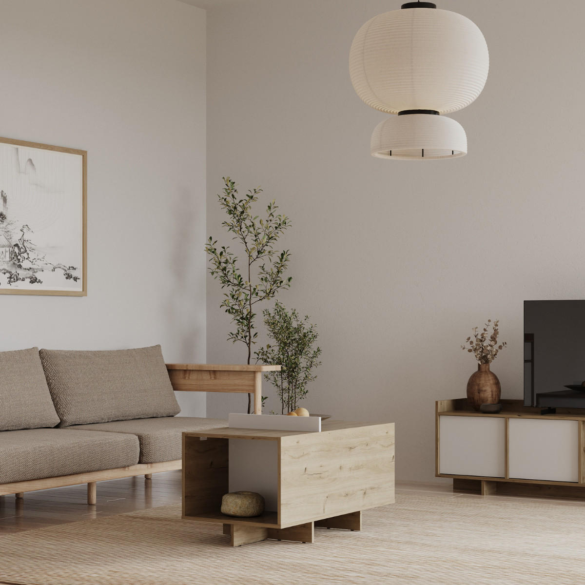 COUCHTISCH - lead 90,7/47,9/49,5 cm - Eschefarben, Holzwerkstoff (49.9/47.9/49.5cm) - Calicosy