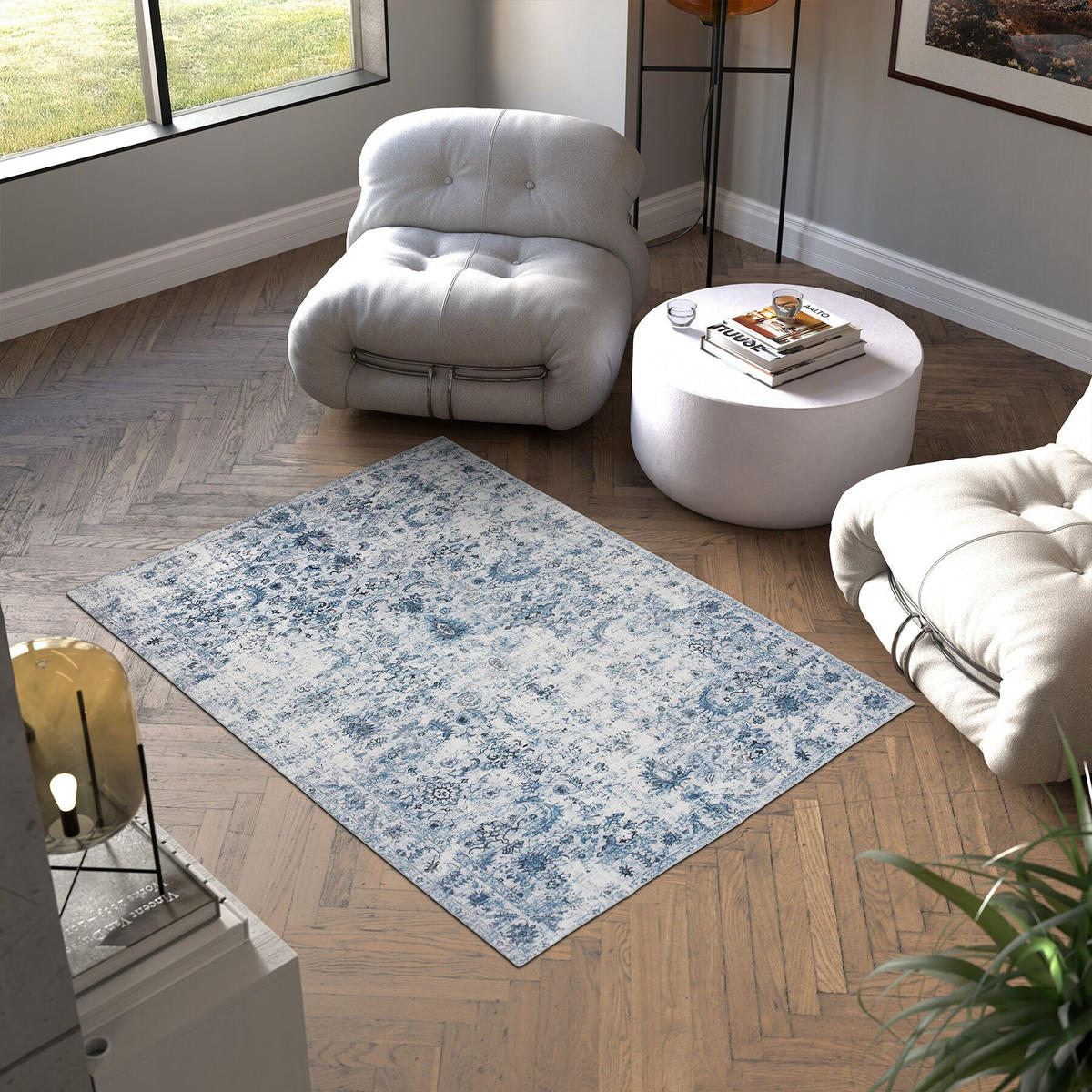 TEPPICH Vintage Design Amara,rutschfeste Unterseite,blau - Blau, Kunststoff (160/230cm) - tectake