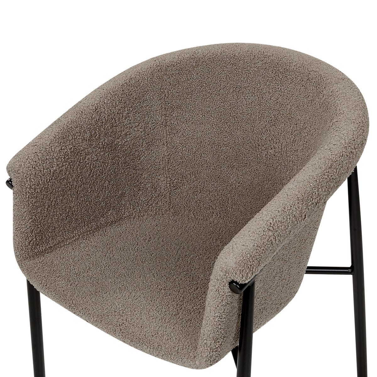 STUHL 2er-Set Bouclé taupe/schwarz Ames - Beige/Schwarz, Textil (59/80/56cm) - Beliani