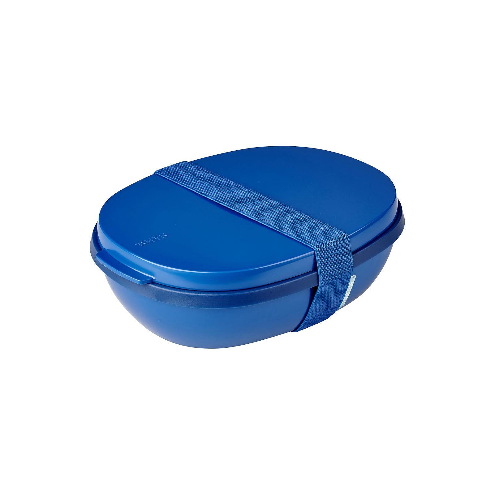 LUNCHBOX DUO MIT BESTECK Ellipse Vivid Blue 22,5 x 17,5 cm - Blau, Kunststoff (17.5/7.5/22.5cm) - Mepal
