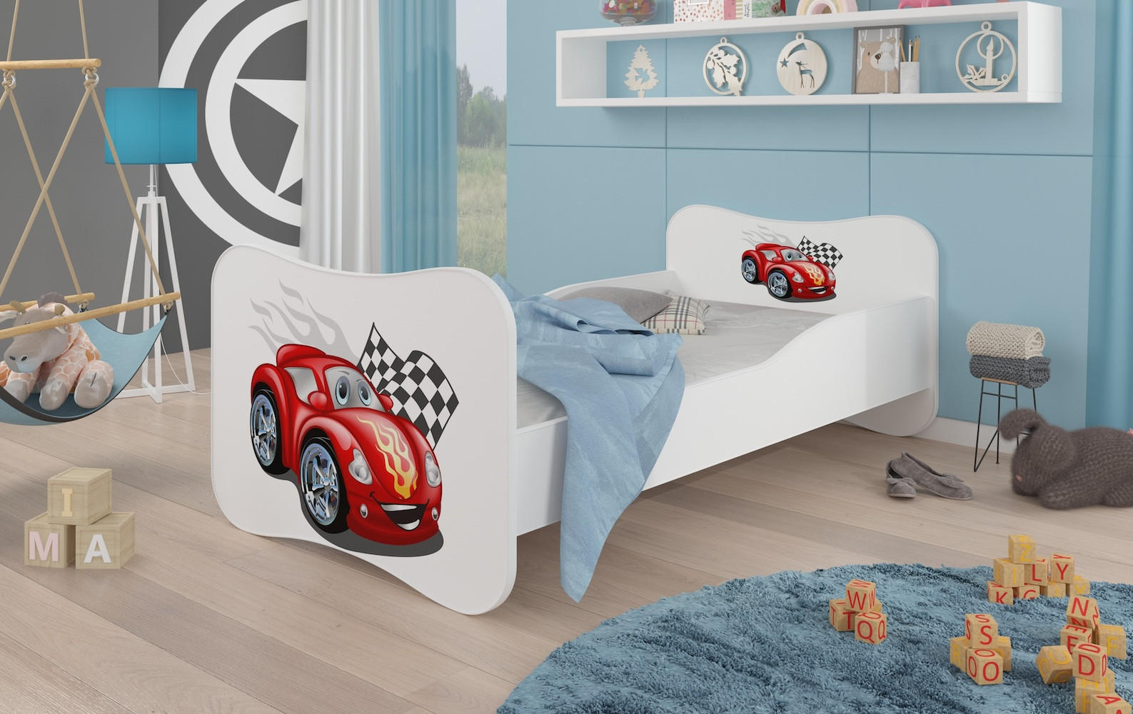 KINDERBETT Gonzalo rot / weiß 88 / 164 / 63cm - Rot/Weiß, Holz/Holzwerkstoff (80/160cm) - Feldmann-Wohnen
