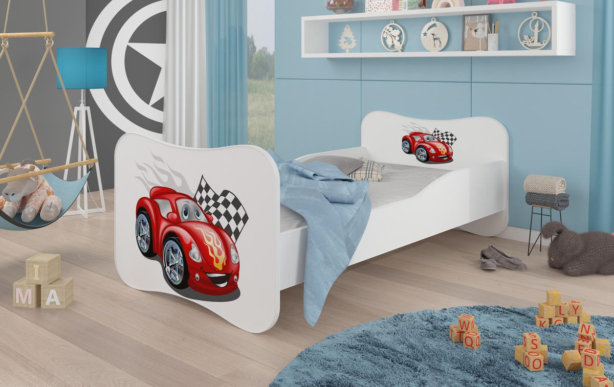 KINDERBETT Gonzalo rot / weiß 88 / 164 / 63cm - Rot/Weiß, Holz/Holzwerkstoff (80/160cm) - Feldmann-Wohnen