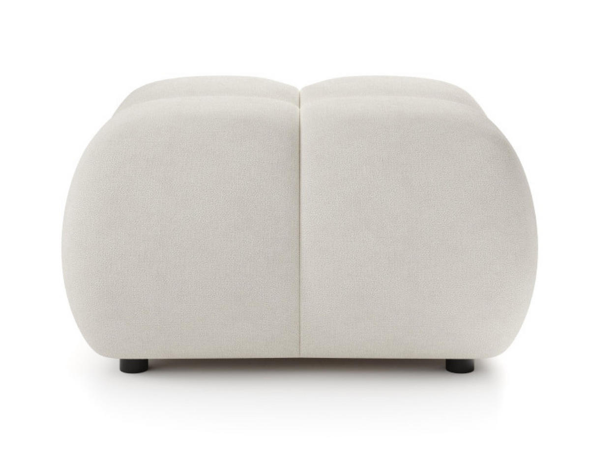 POUF Creme Mila Mit Steppungen Auf Schwarzen Niedrigen Beinen - Weiß, Textil (72/43.5/72cm) - Sepro Meble