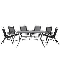 GARTENMÖBEL SET 6-Sitzer Stahl schwarz Livo - Schwarz, Metall - Beliani