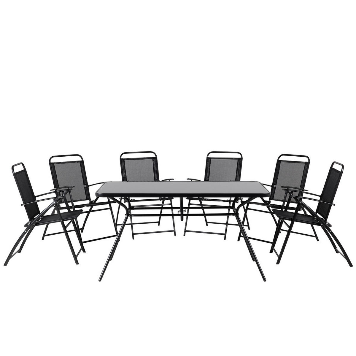 GARTENMÖBEL SET 6-Sitzer Stahl schwarz Livo - Schwarz, Metall - Beliani