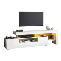 LOWBOARD 192/37/53 cm Weiß aus Spanplatte mit LED-Beleuchtung und Hochglanzfront - Weiß, Holzwerkstoff (37/53/192cm) - OKMYHOME