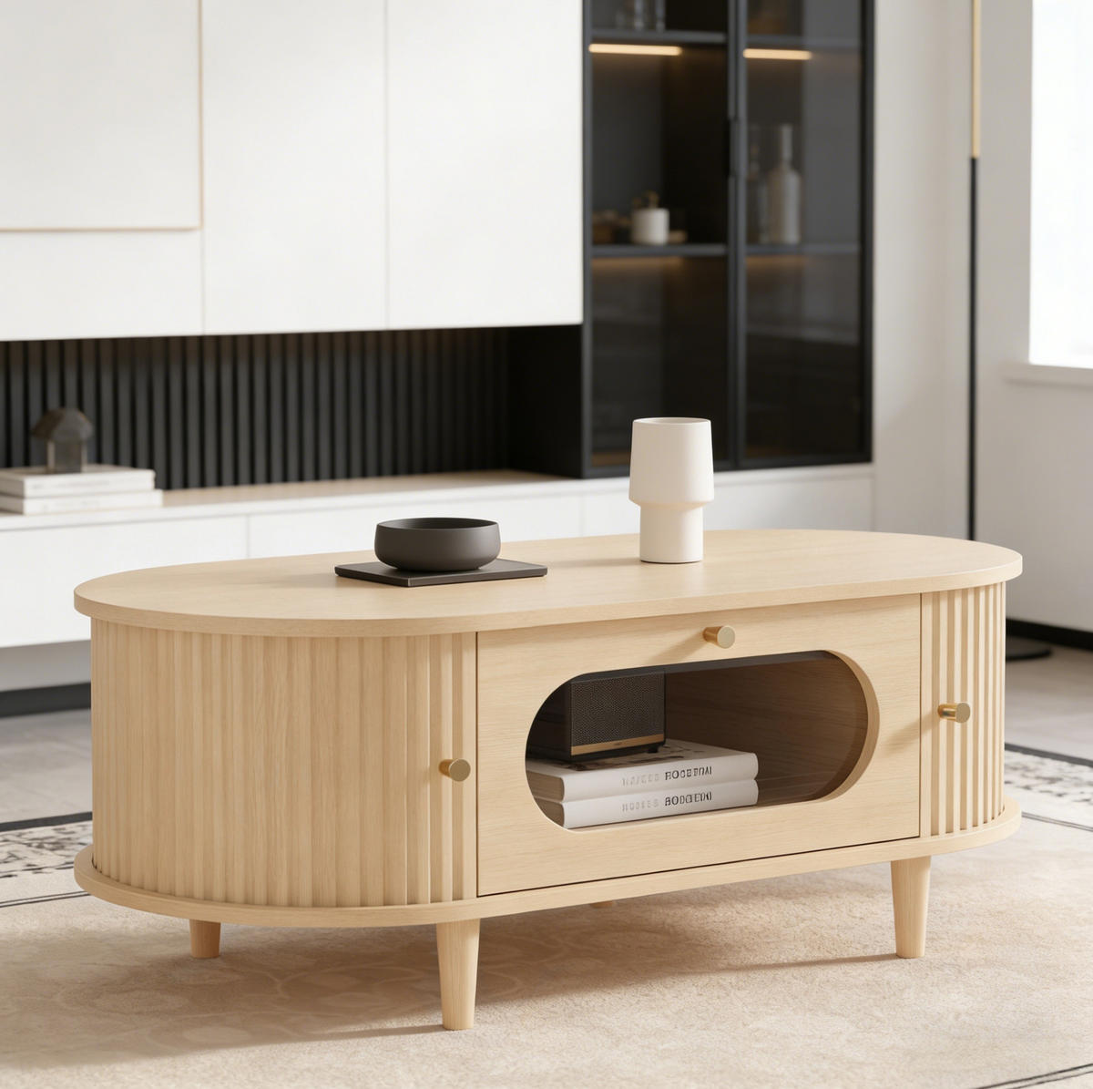 KONFERENČNÍ stolek 100/50/36 cm, dekor dub, MDF, se zásuvkou a roletkami - barva dubu, kompozitní dřevo (100/50/36cm) - BEAOK