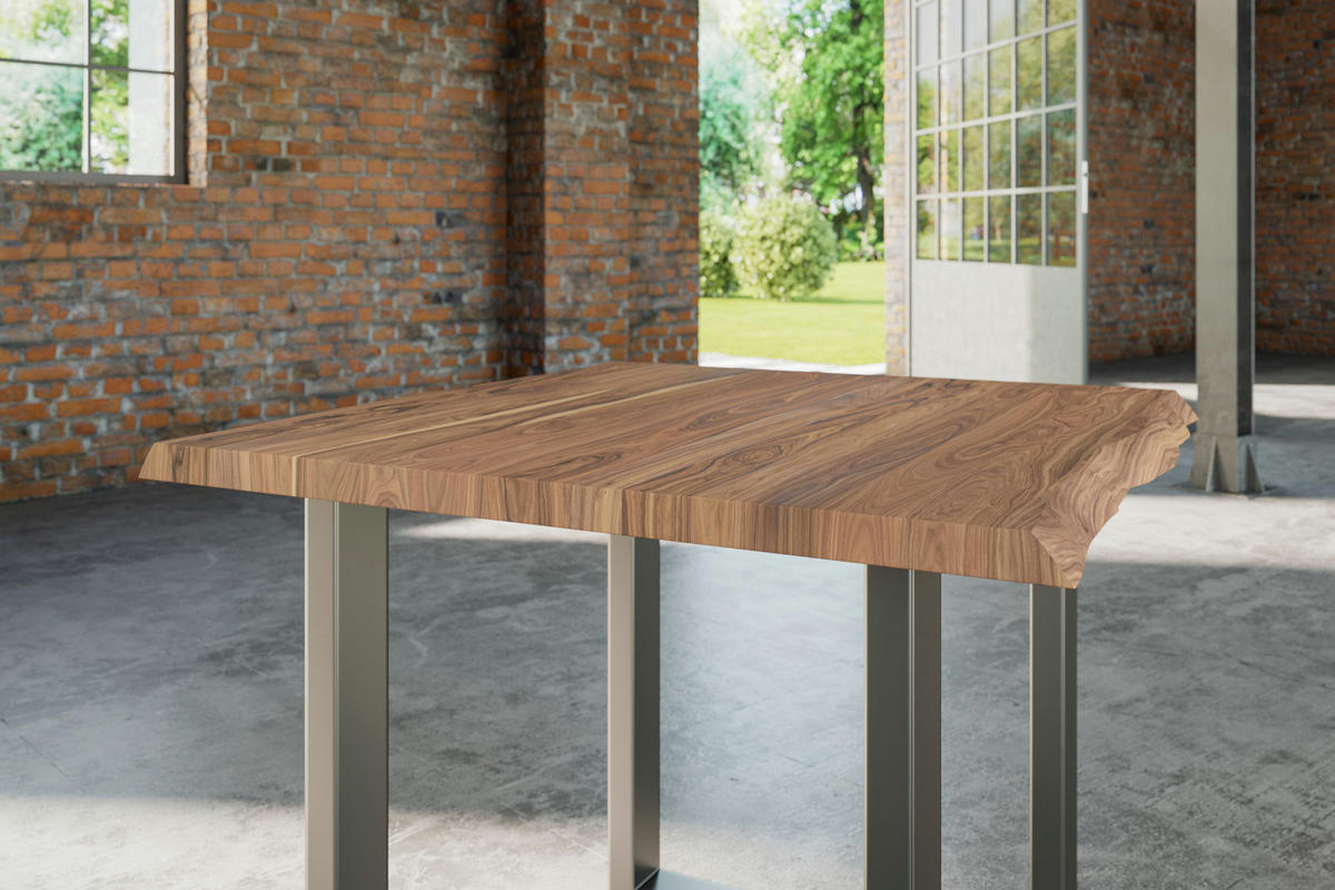 ESSTISCH LAUREN - Beige/Silberfarben, Holz/Metall (90/90/77cm) - SAM