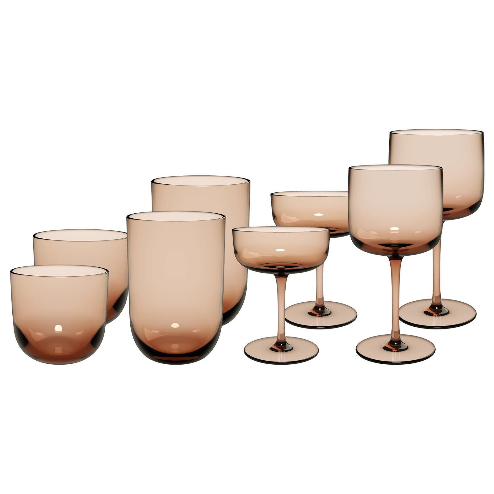 KOMPLETT-GLÄSER-SET Like Glass Clay 8er Set - Braun, Glas - like.Villeroy & Boch