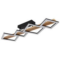 LED DECKENLEUCHTE Holzoptik Braun Quadrate - Braun, Metall (92/30/13cm) - Globo Lighting