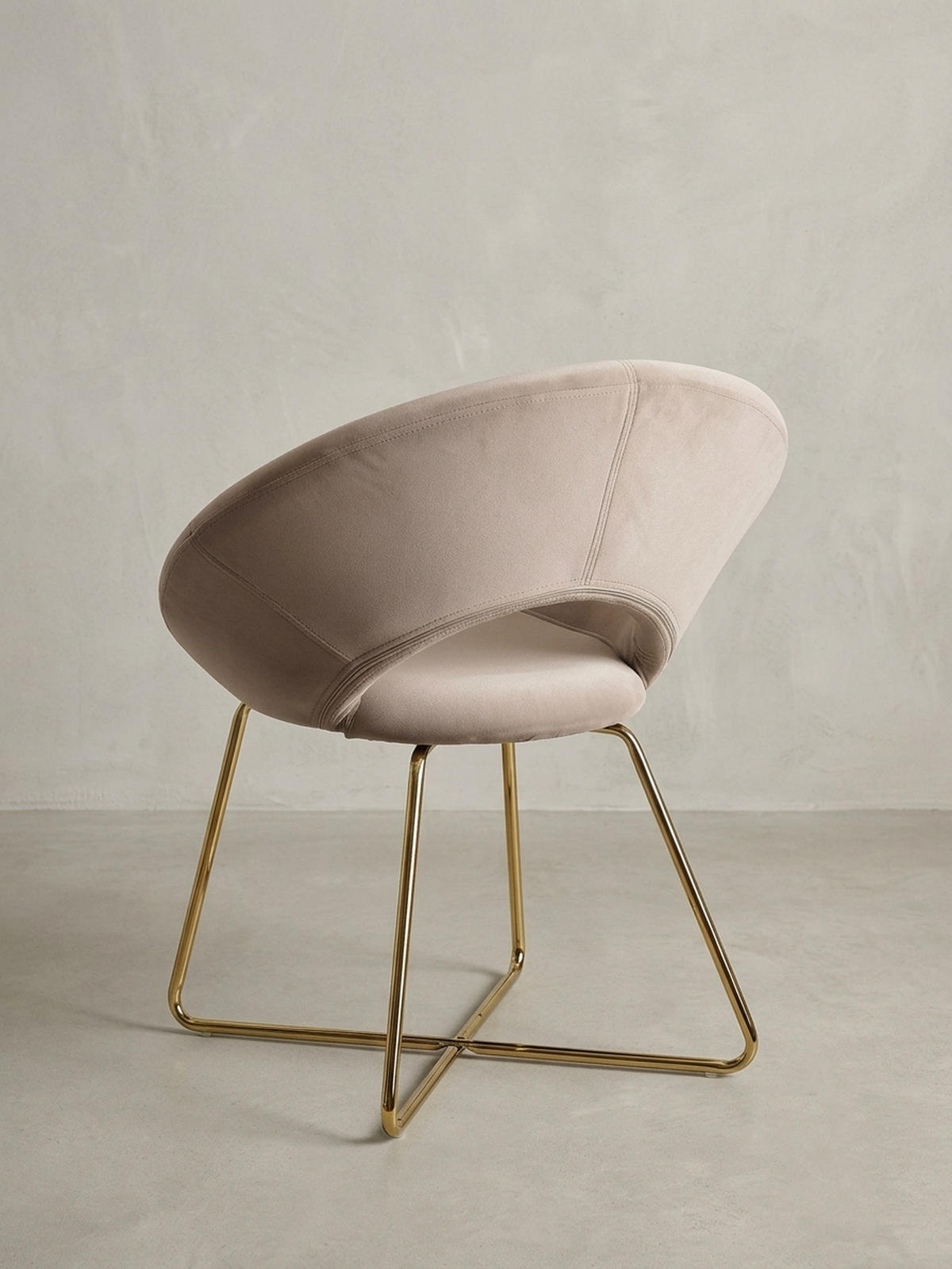 ESSZIMMERSTUHL Samtbezug mit Metallgestell Modern gepolstert, Beige - Beige/Goldfarben, Textil/Metall (60/83/57cm) - KADIMA DESIGN