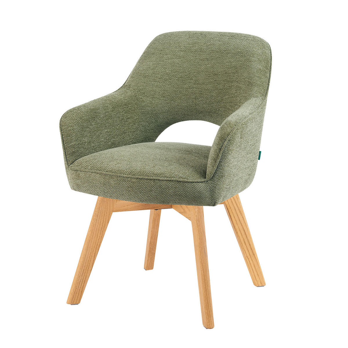 DREHSTUHL Mika-Mara - Honigeiche/Grün, Eichenholz/Holz (60/87/65cm) - DUBI Möbel