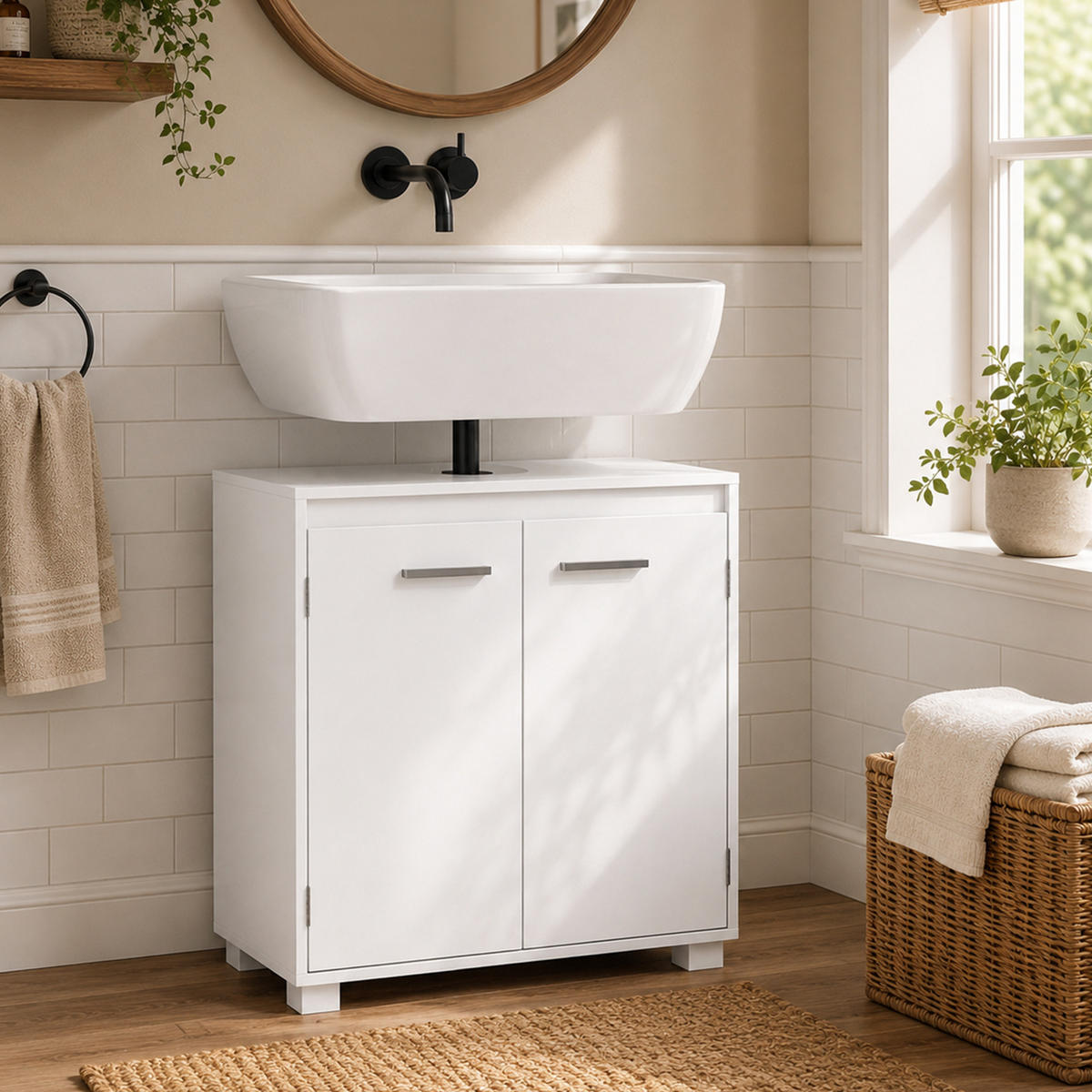 BADEZIMMERSCHRANK Weiß 30.0/60.0/60.0 cm - Weiß, Holzwerkstoff (60/60/30cm)