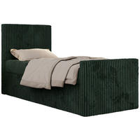 JUGENDBETT TILIO DUO 90/200 - Dunkelgrün Cord - H4 - Links Seite - Dunkelgrün, Textil (90/200cm) - MKS