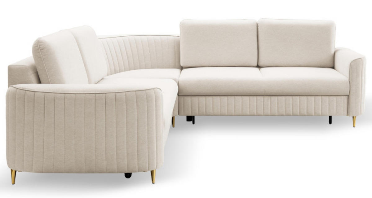 ECKSOFA Creme Loren Mit Schlaffunktion Und Bettkasten - Creme/Weiß, Textil (251/251cm) - Sepro Meble