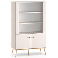 VITRINE Selgin Greige 92 cm - Taupe/Goldfarben, Holzwerkstoff/Metall (91.6/152/39.7cm) - Selsey