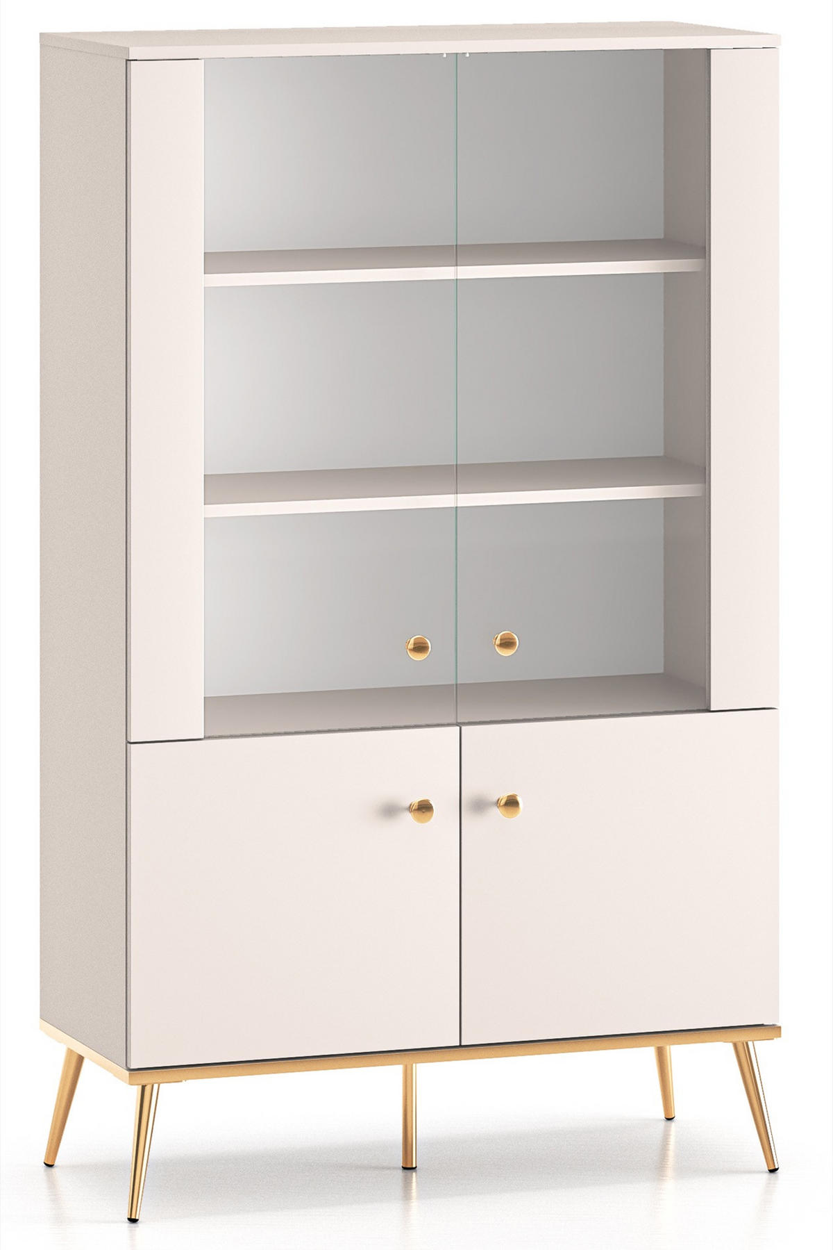 VITRINE Selgin Greige 92 cm - Taupe/Goldfarben, Holzwerkstoff/Metall (91.6/152/39.7cm) - Selsey