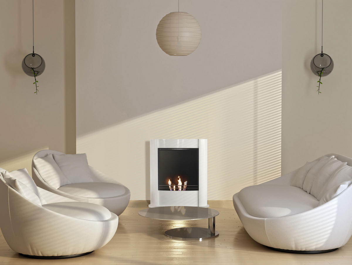 BIOETHANOL-KAMIN Weiß Bodenmodell inklusive 1 L Brennblock - Weiß, Metall (70/76/26cm) - Purline