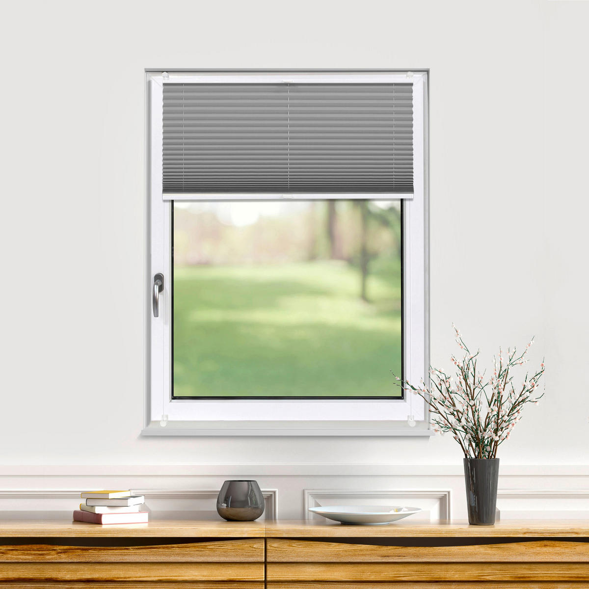 PLISSEE Thermo Basic 75 x 210cm Klemmfix ohne Bohren - Grau, Textil (75/210/210cm) - Deco-Raum