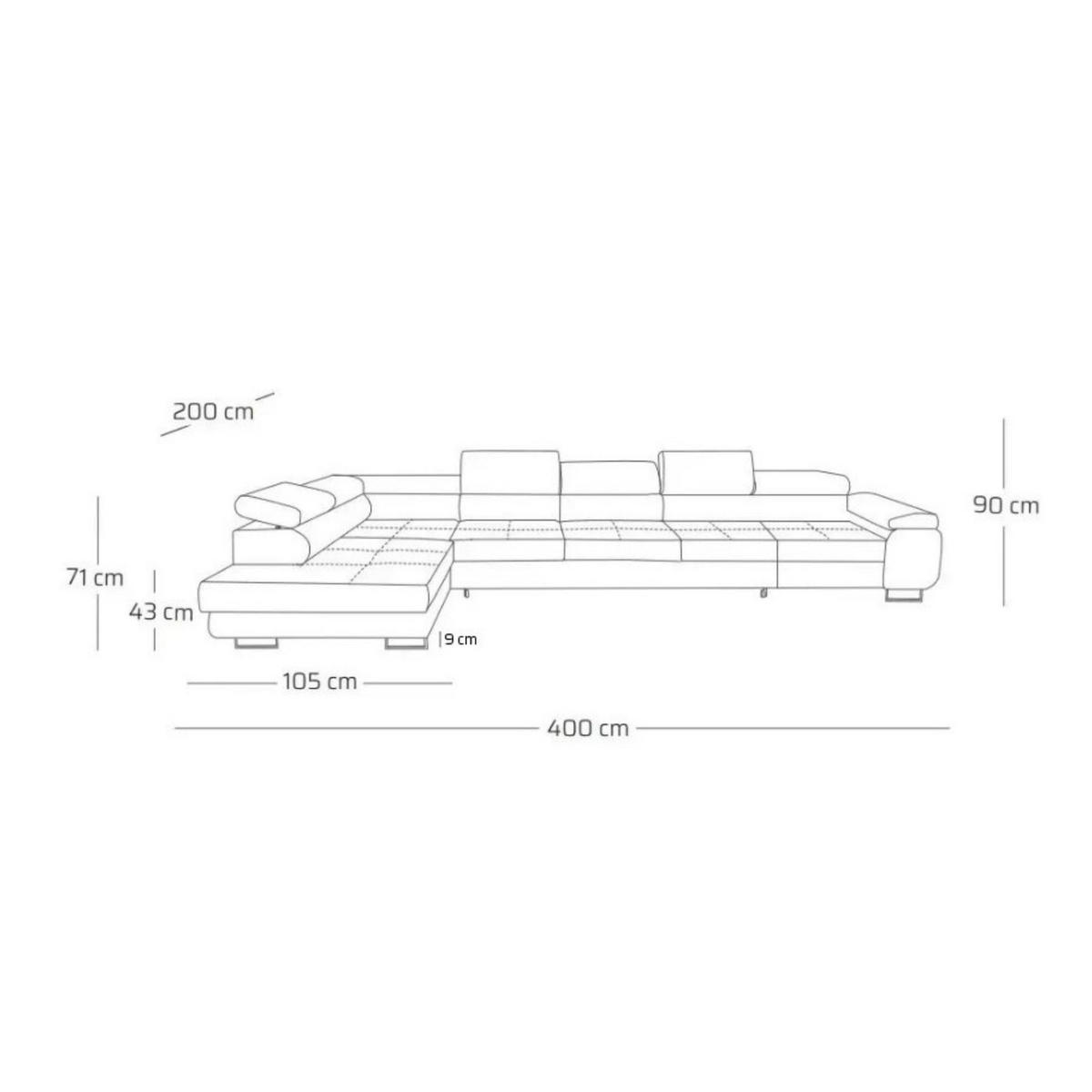ECKSOFA WILD XXL Links mit Schlaffunktion 125x240 Velours Graphit - Silberfarben/Graphitfarben, Holz/Textil (400/200cm) - Muffo
