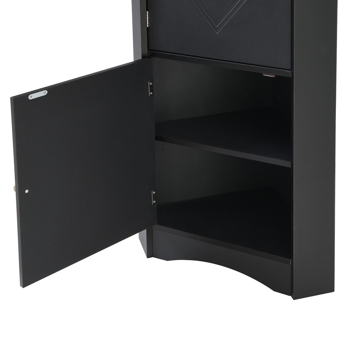 BADEZIMMERSCHRANK in Schwarz Hochschrank mit Ablagefächern und offenen Fächern für Badezimmer, B36.5/T36.5/H155 cm - Schwarz, Holzwerkstoff (36.5/155/36.5cm) - STILVORA