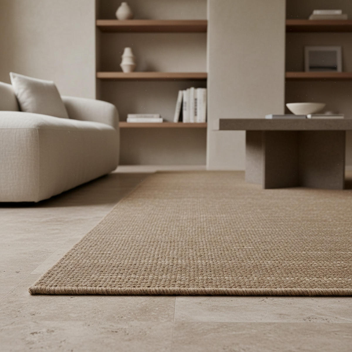 TEPPICH Kurzflor Flachgewebe Uni-Design Polypropylen Wohnzimmer Beige Rechteckig 140x200 - Beige, Textil (140/200cm) - KADIMA DESIGN