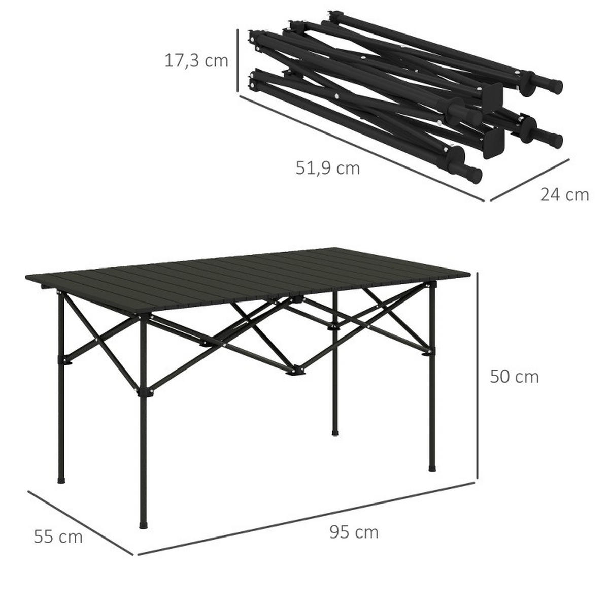 GARTENTISCH aus Stahl 65x45x45/35 cm Schwarz im 2er Set - Schwarz, Metall (95/55/50cm) - Modfu