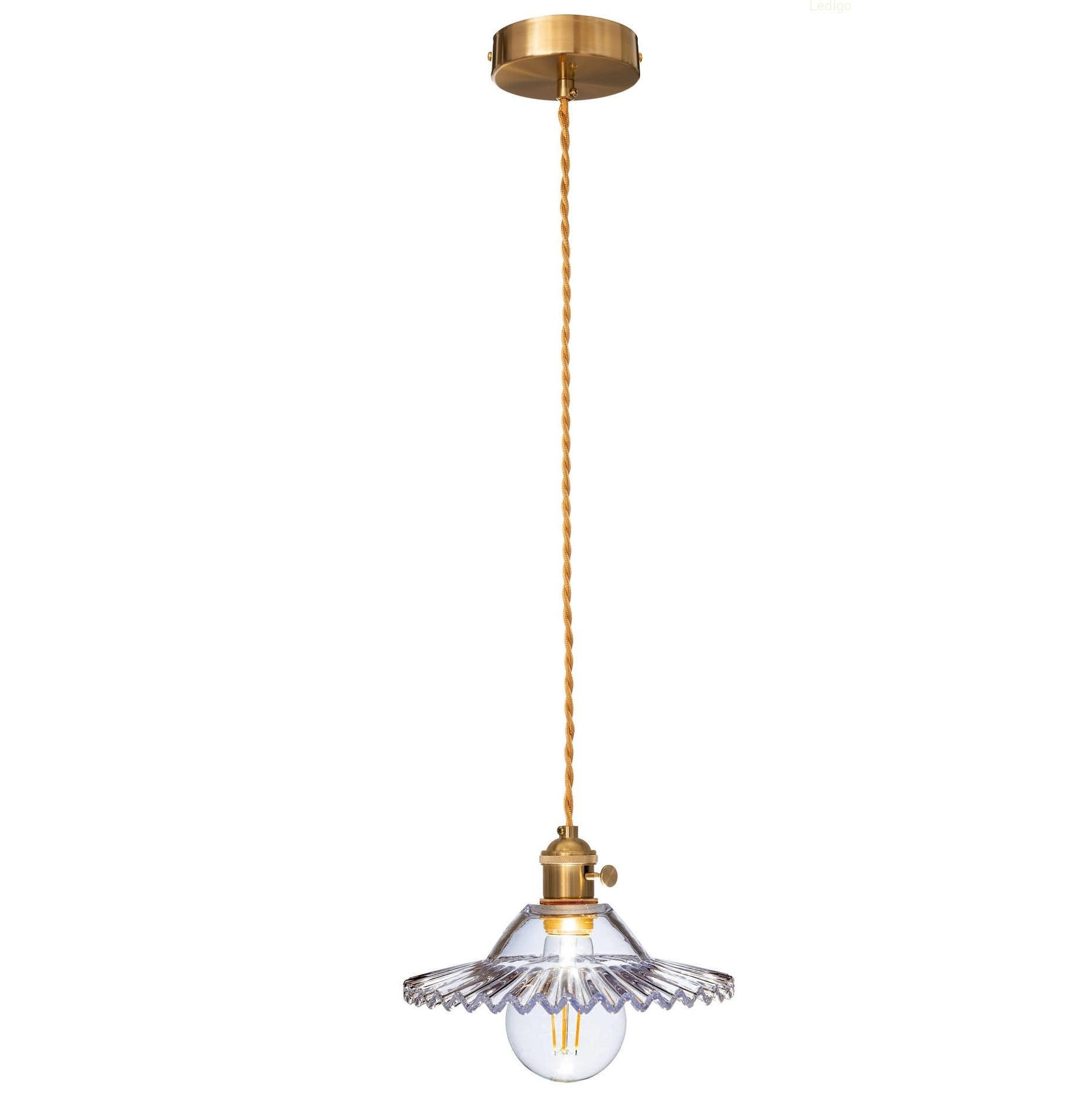 PENDELLEUCHTE Paris - Transparent/Goldfarben, Glas/Metall (22/22/100cm) - kiki design