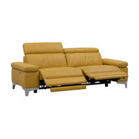 3-SITZER Sofa Talisman Echtleder mit 2 x Relaxfunktion Senfgelb - Gelb, Leder/Metall (216/80/100cm)