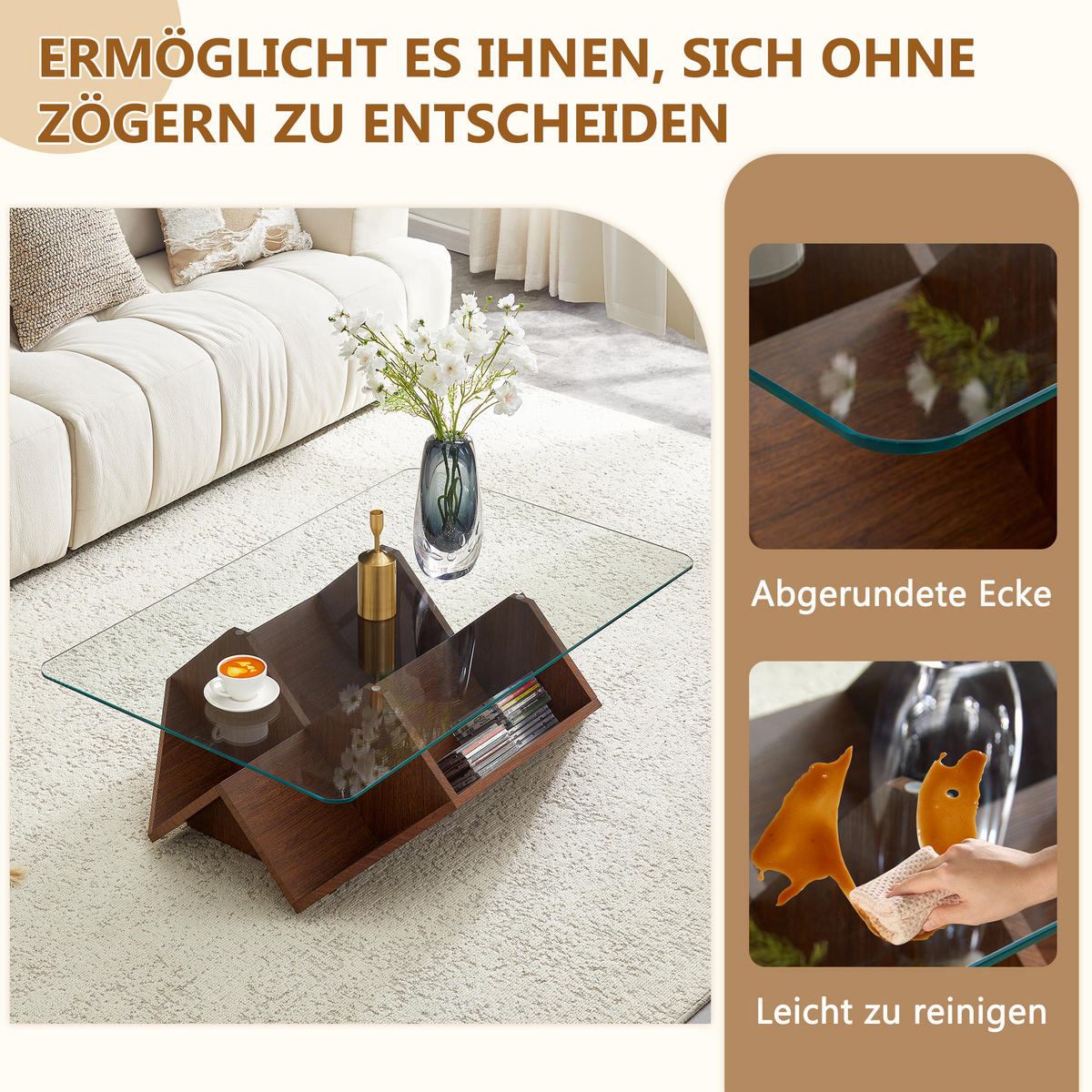 COUCHTISCH Walnuss 103/63/33,5 cm - Walnussfarben, Holzwerkstoff (63/103/33.5cm) - PANGIVO